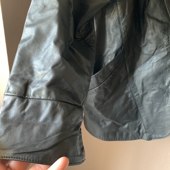 CEDARS Black Genuine Leather Womens 80’s Oversized Jacket - Picture 5 of 7